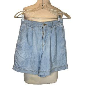 Liz Claiborne Petite  4 Lt Blue Denim Shorts Pleats on Front 3 Pockets flaw